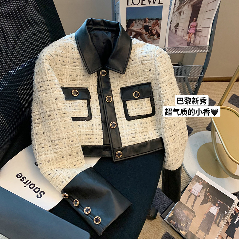 Wool Coat Peacoat - 対照的なツイードステッチのジャケット,女性のための香りのスーツ,高度なブレザー,女性のコート,重工業,新しいファッション,秋,2022