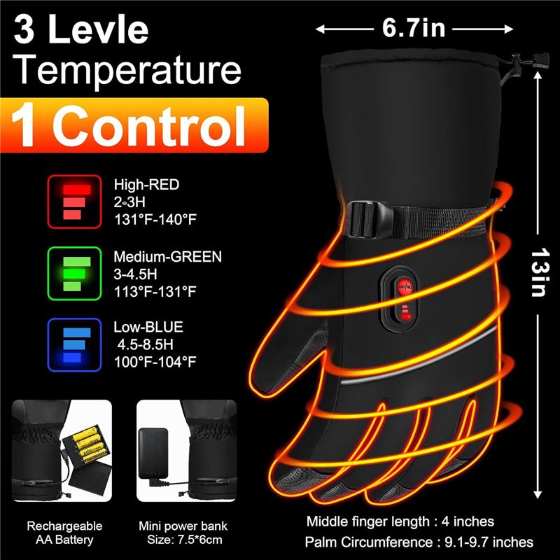 A07T-電熱式手袋、冬用、タッチスクリーン対応、バッテリー - Hand Warmer Electric のレビューと価格
