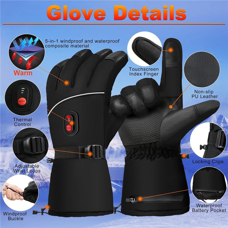 A07T-電熱式手袋、冬用、タッチスクリーン対応、バッテリー - Hand Warmer Electric のレビューと価格