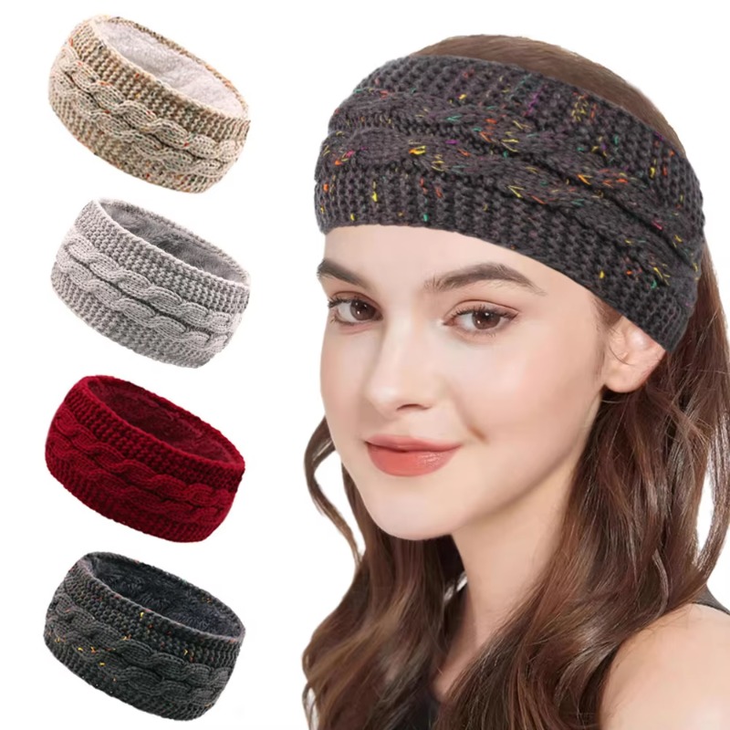 レディース 冬用 厚手ニット ヘアバンド トレンドのケーブル - Fleece Ear Warmer Band のレビューと価格