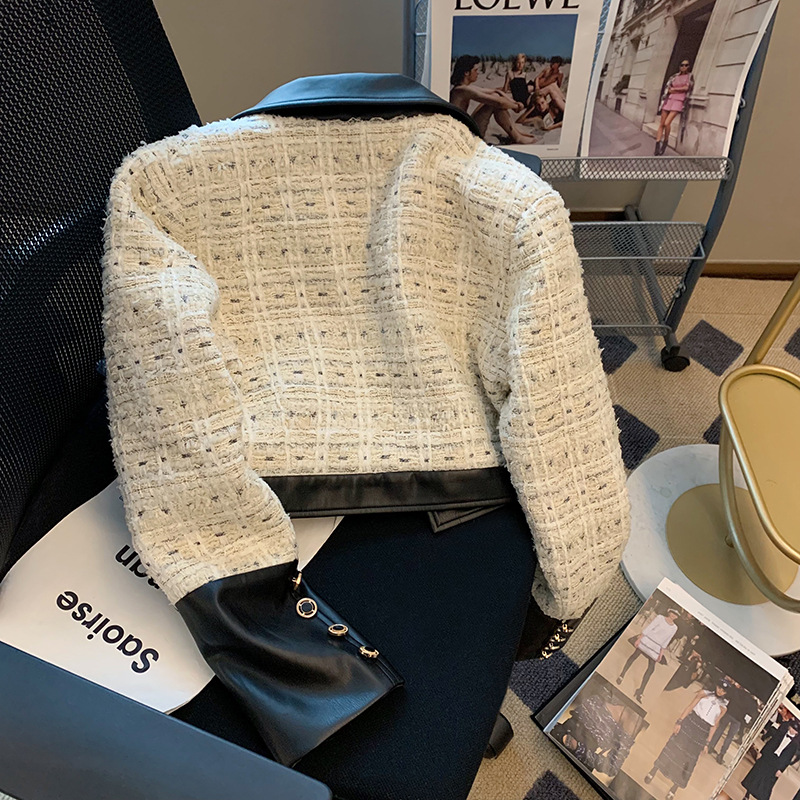 対照的なツイードステッチのジャケット,女性のための香りのスー - Wool Coat Peacoat のレビューと価格