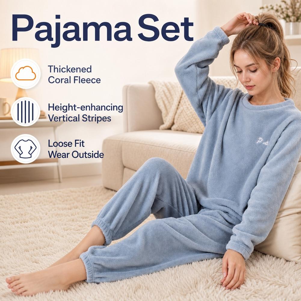 コーラルフリース素材のルームウェアセット、女性用、冬用、暖か - Corduroy Pant Warm のレビューと価格