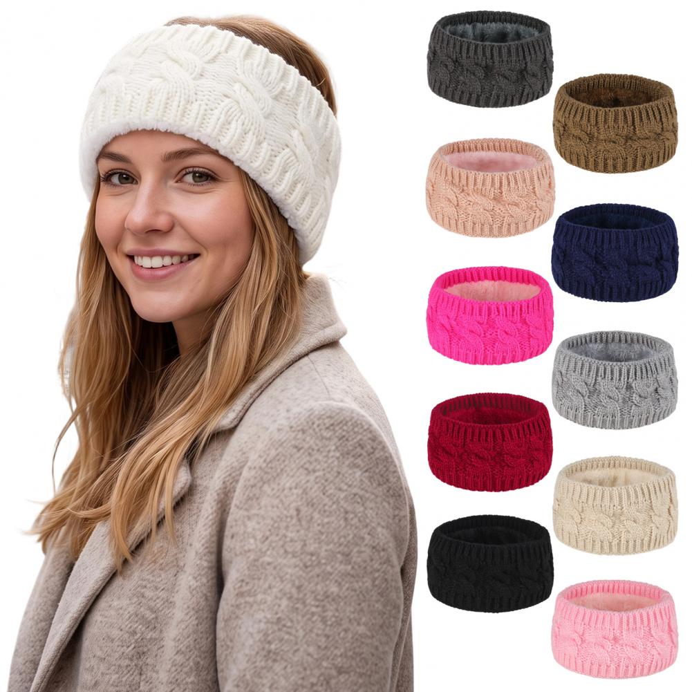 女性用冬用ニットヘッドバンド、柔らかいフリース裏地付き保温ヘ - Fleece Ear Warmer Band のレビューと価格