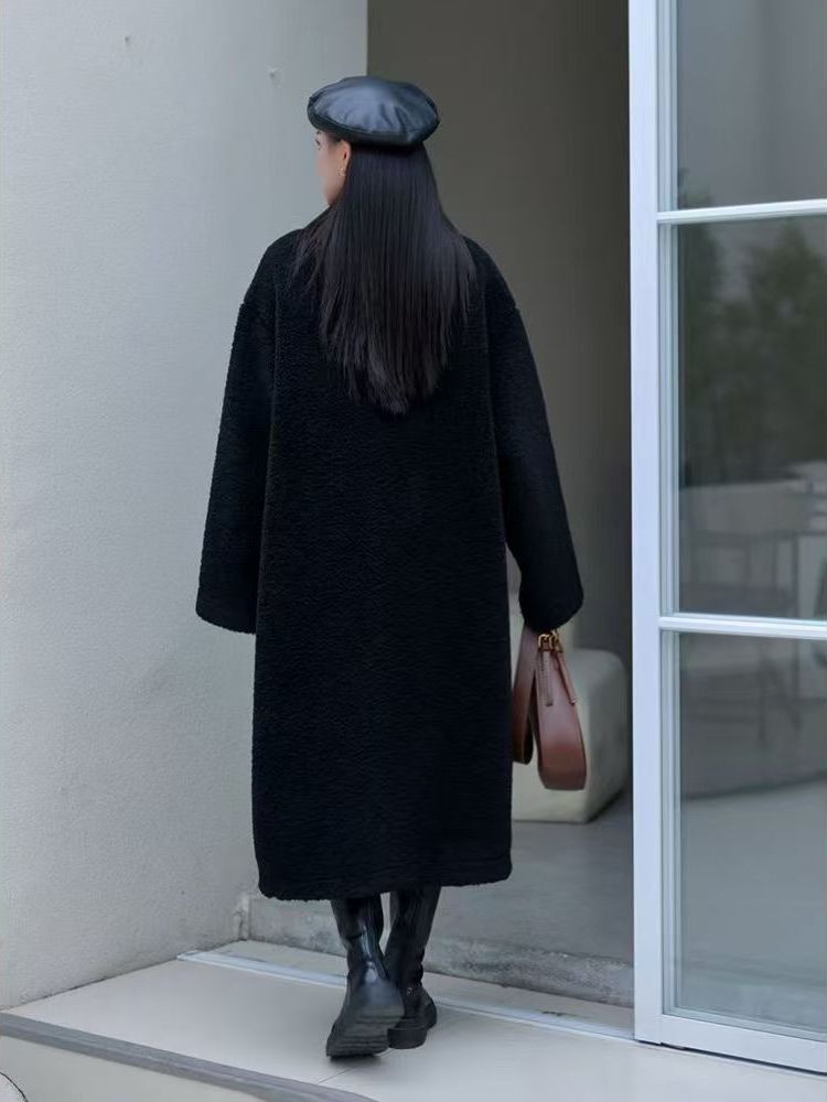 和風プラスサイズの女性のロングラムファージャケット厚みのある - Wool Coat Peacoat のレビューと価格