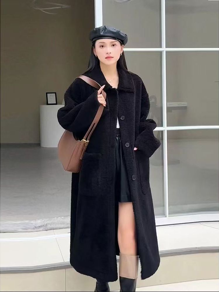 和風プラスサイズの女性のロングラムファージャケット厚みのある - Wool Coat Peacoat のレビューと価格