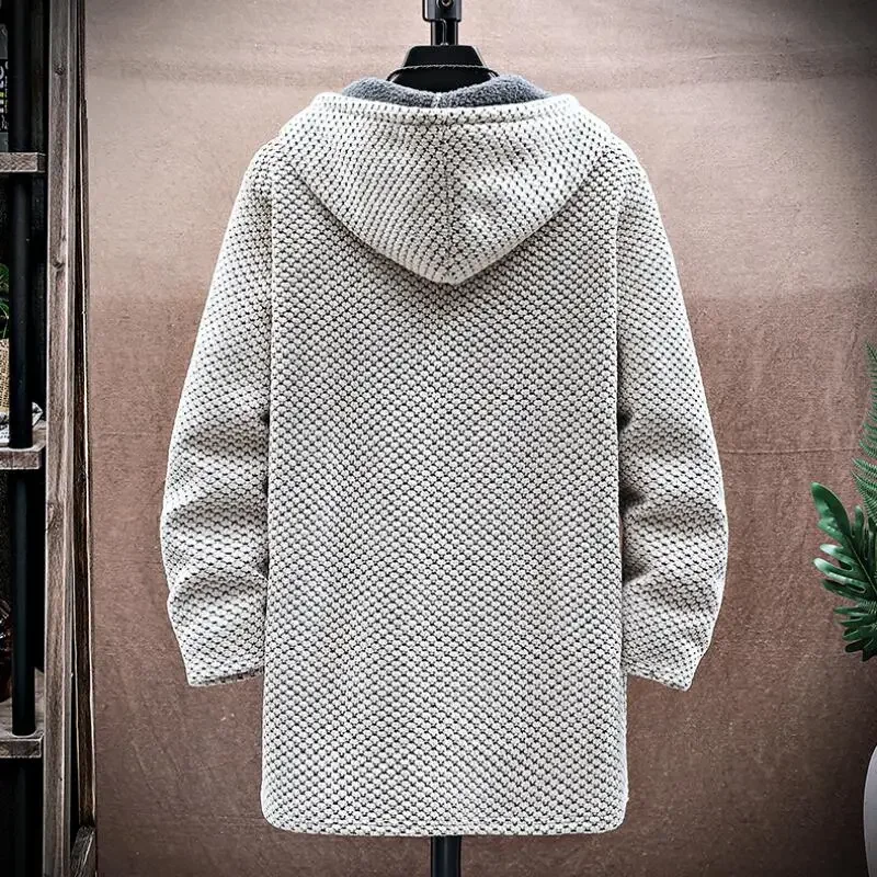 メンズカーディガンカシミヤロングコートセーターフード付き秋冬 - Wool Coat Peacoat のレビューと価格
