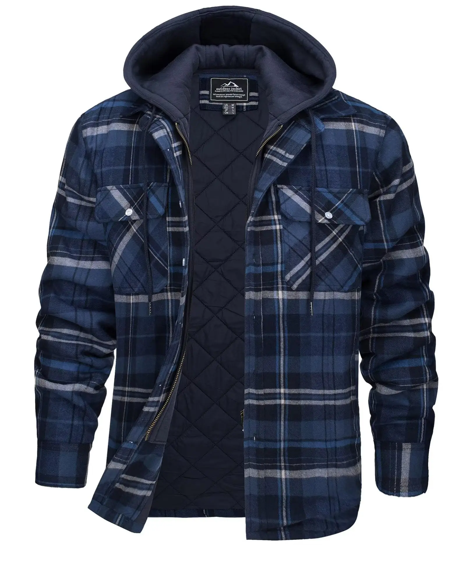 2026年新作、取り外し可能なフード付き、チェック柄のキルテ - Flannel Shirt Lined のレビューと価格