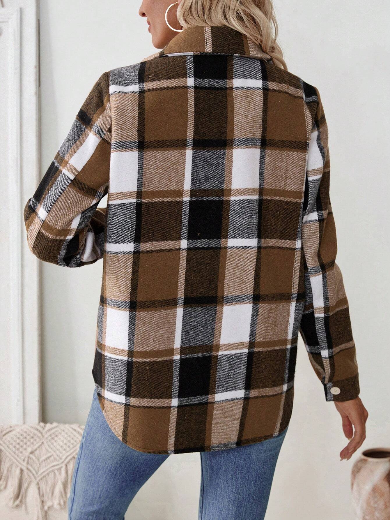 女性用、裏起毛のチェック柄シャツジャケット、ゆったりとしたシ - Flannel Shirt Lined のレビューと価格